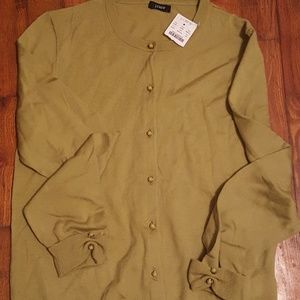 NWT J Crew cardigan; long-sleeved; chartreuse